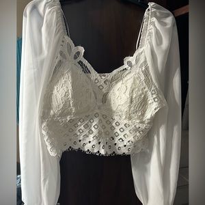 White crochet top from boot barn. Brand new with tags